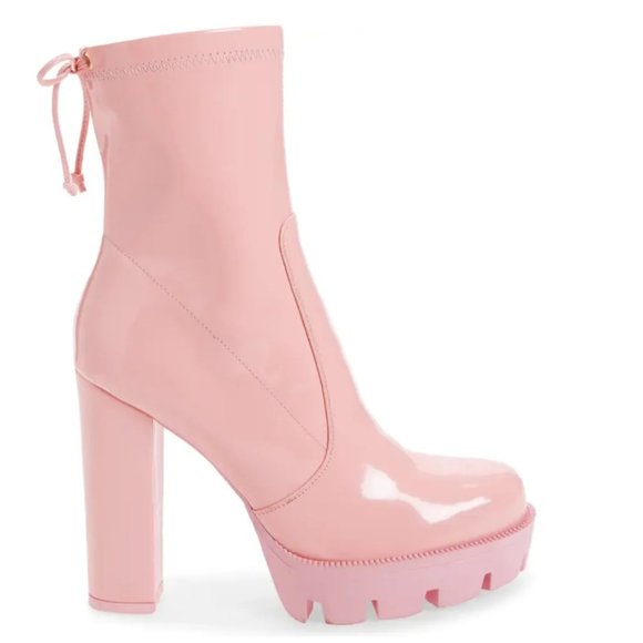 Callie Lives Shoes - Callie Rainy Baby: Pink or Creamy Taupe Platform Lug Sole Chunky Heel Bootie